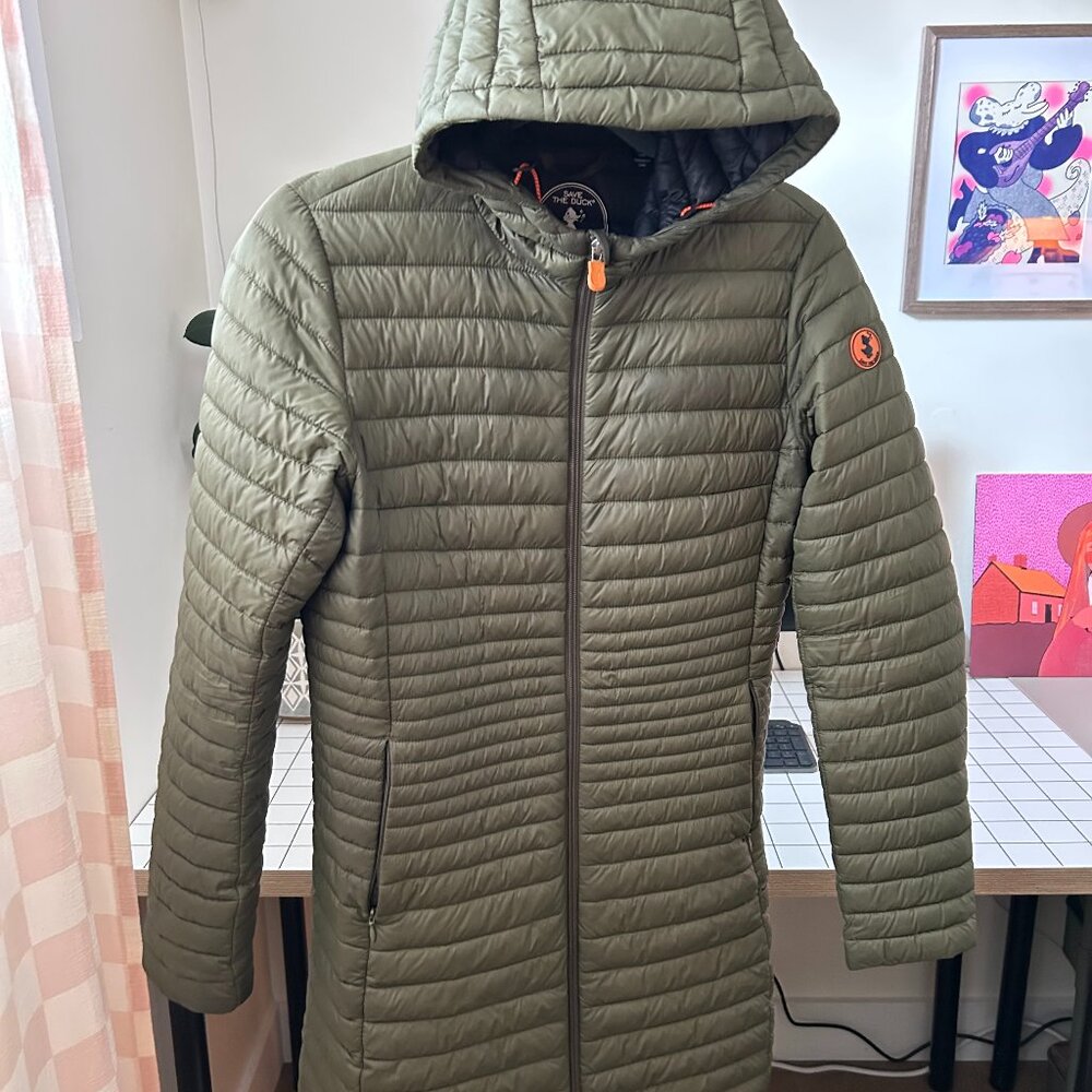 Save The Duck Giga Hooded Coat – Olive, Women’s Small